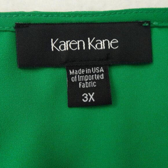Karen Kane Faux Wrap Top Women's Plus Size 3X Green Flutter Sleeve Surplice - Picture 6 of 10